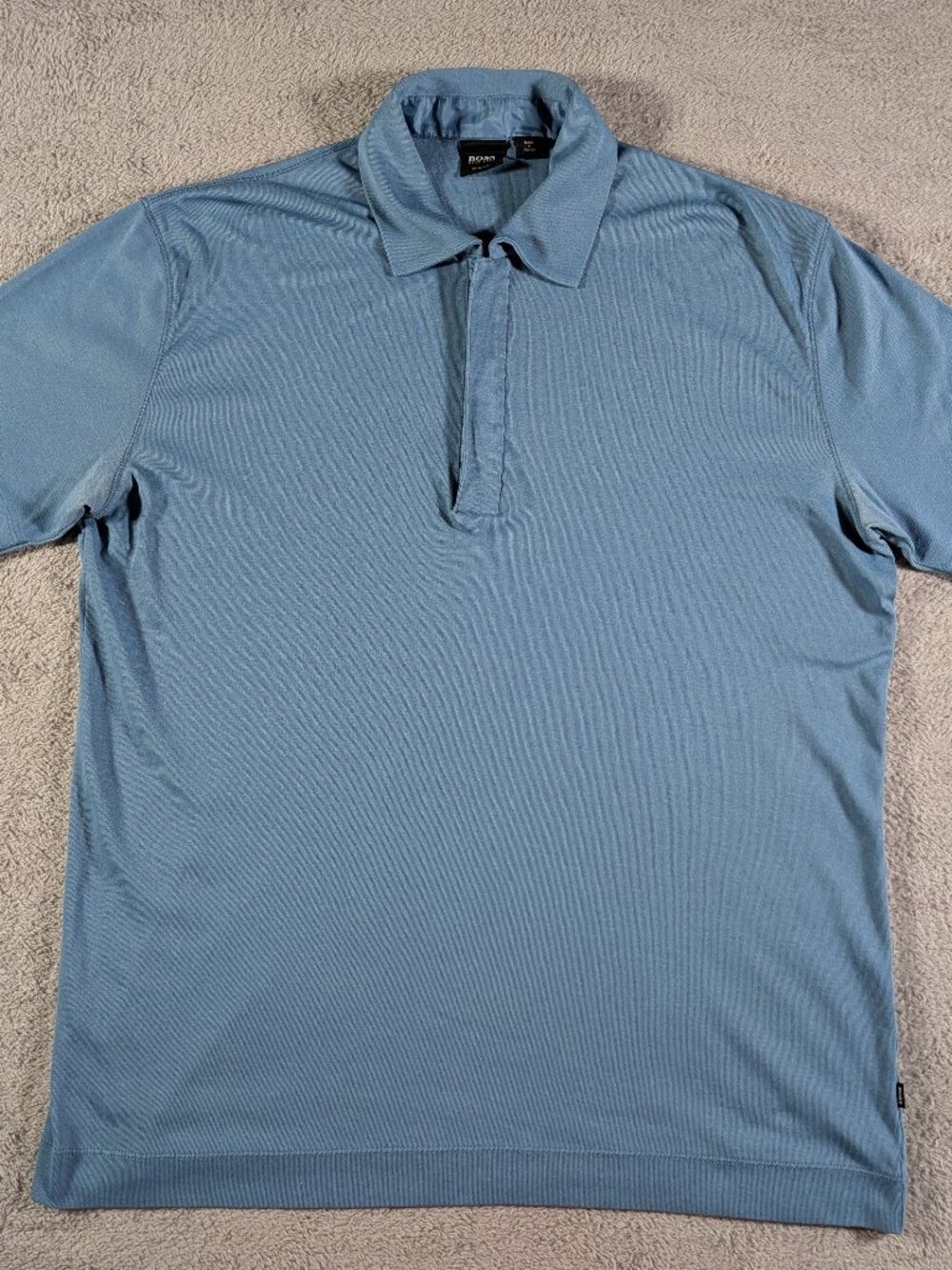 BOSS Hugo Boss L Slim Fit Light Blue Zip Polo Shirt Performance Casual